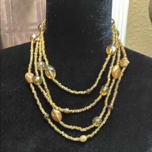 Vintage Elegant Gold Beaded Necklace